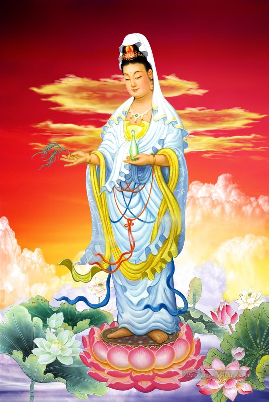 Godness de la miséricorde sur le bouddhisme Lotus Peintures à l'huile